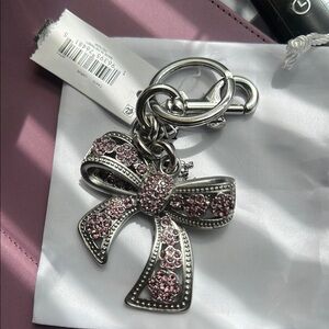 Bow Crystal Keychain Charm - Pink Crystals